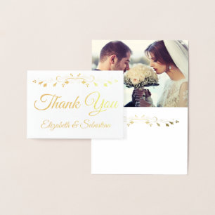 Goldene Vintage-Rahmen-Foto-Hochzeit Danke Folienkarte