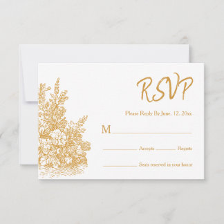 Goldene Vintage Verzierte Rahmen Hochzeit RSVP Karte