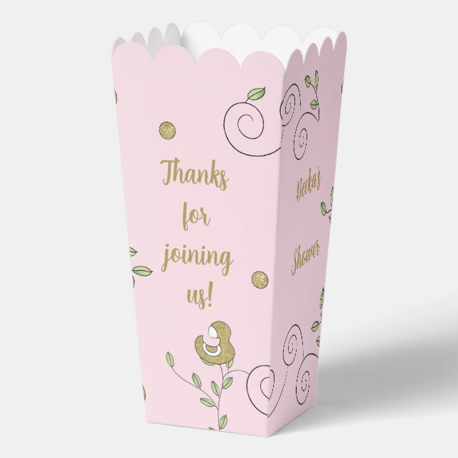 Goldene Vögel Pink Baby Dusche Geschenkschachtel (Vorderseite)