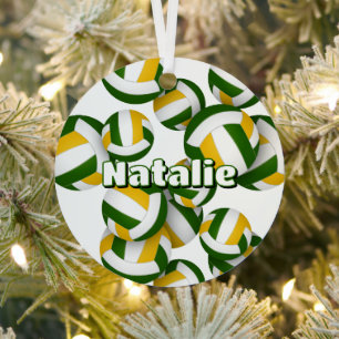 Goldene Volleyballs mit Athleten Namensgewähr Ornament Aus Metall