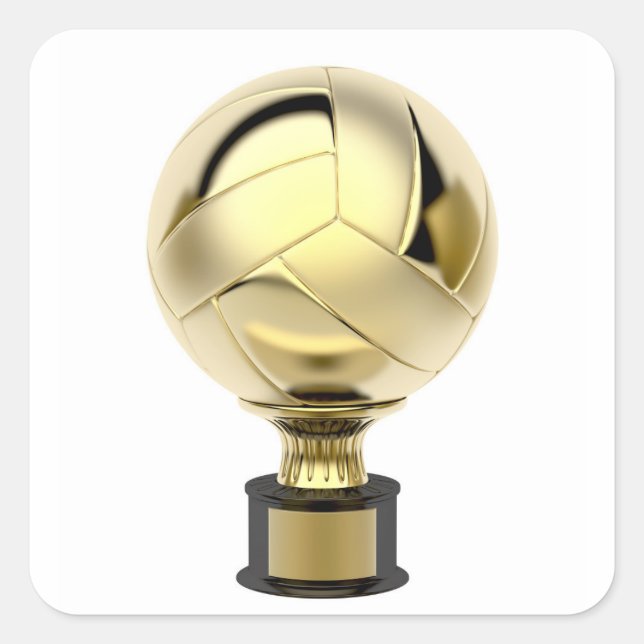 Goldene Volleyballtrophie Quadratischer Aufkleber (Vorderseite)