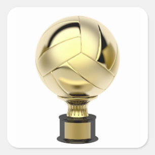 Goldene Volleyballtrophie Quadratischer Aufkleber