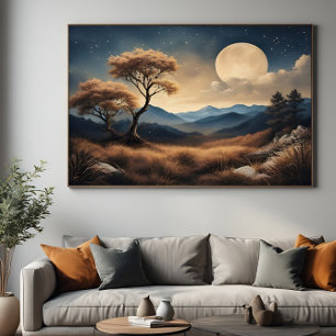 Goldene Vollmondnacht Leinwanddruck