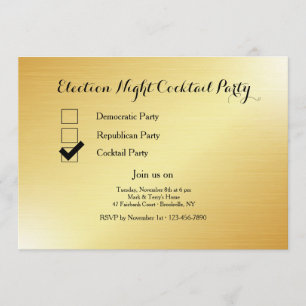 Goldene Wahl Nacht Cocktailparty Einladung