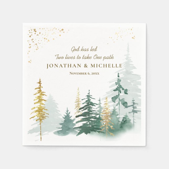 Goldene Wälder Pinienbäume Inspiration Serviette (Vorderseite)