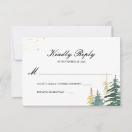 Goldene Wälder Pinienbäume Wasserfarbe RSVP Karte