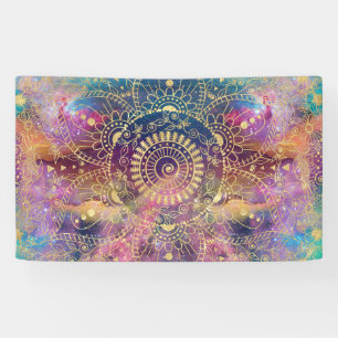Goldene Wasserfarbe und Nebula Mandala Banner