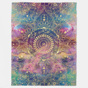 Goldene Wasserfarbe und Nebula Mandala Fleecedecke