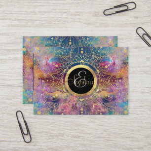 Goldene Wasserfarbe und Nebula Mandala Visitenkarte