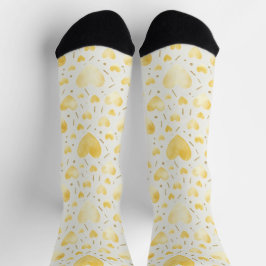 Goldene Wasserfarben-Herzen & Glitter-Funkel-Muste Socken