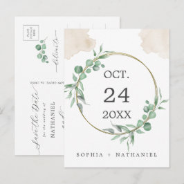 Goldene Wasserfarben Save the Date Postkarte