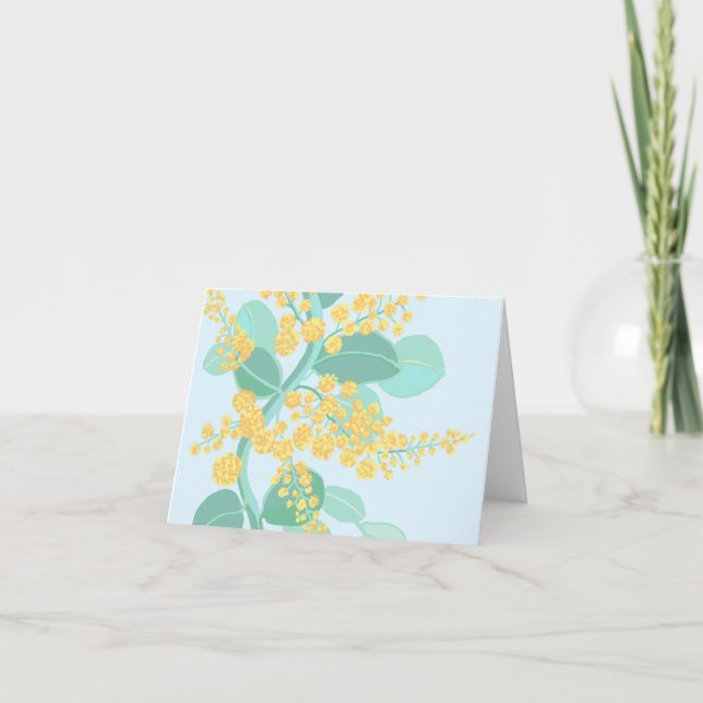 Goldene Wattblüten in Australien Dankeskarte (Vorderseite)