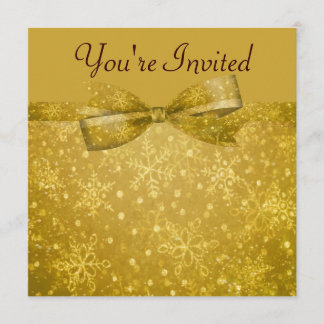 Goldene Wedding Glitz-u. Schimmer-Schneeflocken Einladung