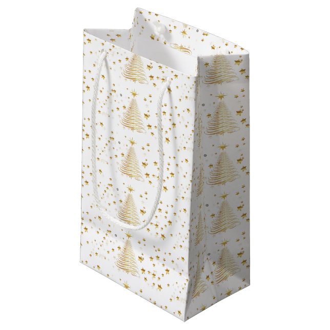 Goldene Weihnachten Kleine Geschenktüte (Vorderseite Schrägansicht)