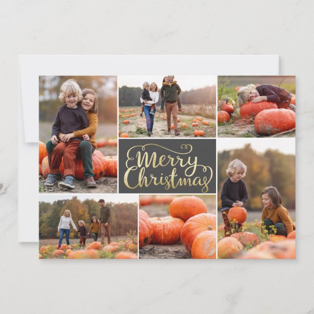 Goldene Weihnachts-Collage Weihnachtskarte Feiertagskarte (Vorderseite)