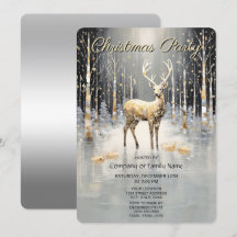 Goldene Weihnachts-Rentier-Feierparty-Einladung
