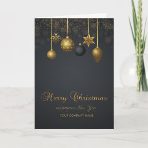 Goldene Weihnachtsbälle Dunkel Corporate Feiertagskarte