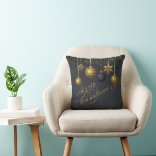 Goldene Weihnachtsbälle Konfetti Frohe Weihnachten Kissen