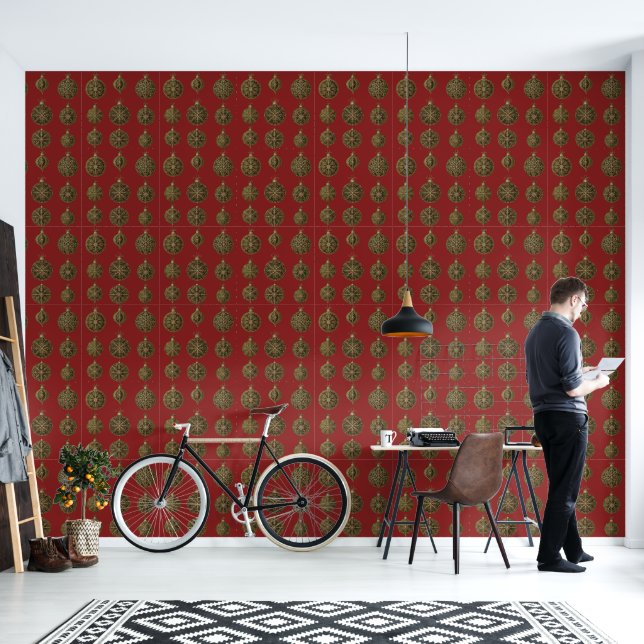 Goldene Weihnachtsbälle Wallpaper Tapete (Wohnbereich)
