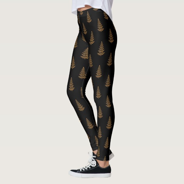 Goldene Weihnachtsbaum-Leggings Leggings (Links)