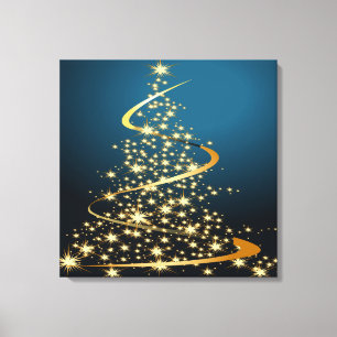 Goldene Weihnachtsbaum-Prämie eingewickelte Leinwanddruck