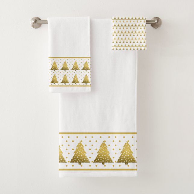 Goldene Weihnachtsbaume Badhandtuch Set (Insitu)