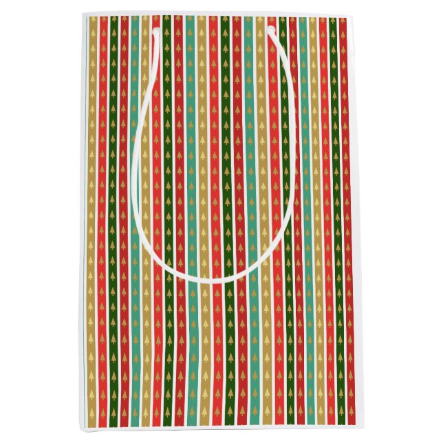 Goldene Weihnachtsbäume - Elegant und elegant Mittlere Geschenktüte (Vorderseite)