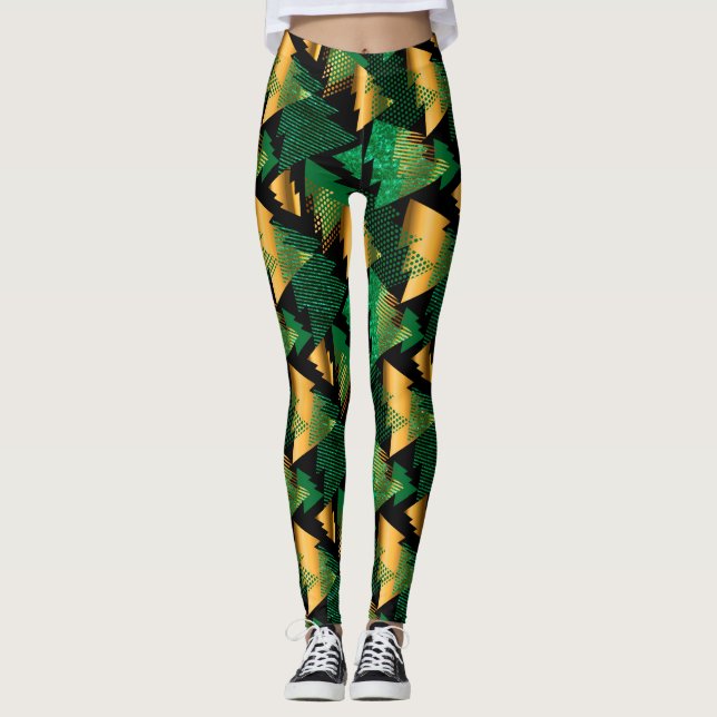 goldene Weihnachtsbäume Leggings (Vorderseite)