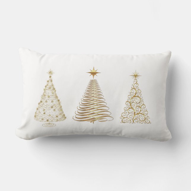Goldene Weihnachtsbäume Lendenkissen (Vorderseite)