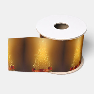 Goldene Weihnachtsbäume Ripsband