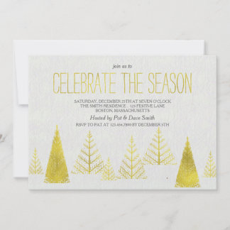 Goldene Weihnachtsbäume - Weihnachtsfeier - Party Einladung