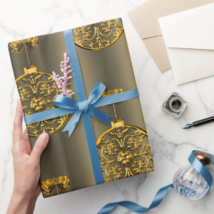 Goldene Weihnachtsbaumsteine Geschenkpapier