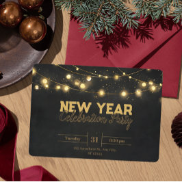 Goldene Weihnachtsbeleuchtung Minimalistisches Neu Einladung