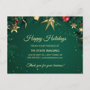 Goldene Weihnachtsdekoration Kundenempfehlung Postkarte