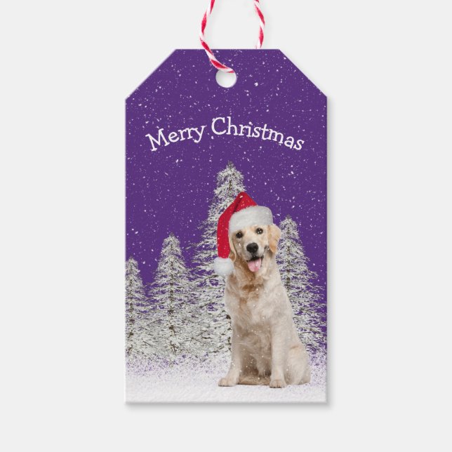Goldene Weihnachtsfeier im Schneeflocken Geschenkanhänger (Vorderseite)