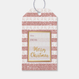 Goldene Weihnachtsfeierlichkeiten der Rose Glitzer Geschenkanhänger