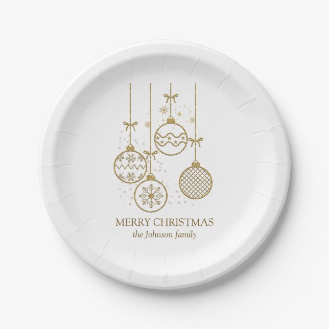 Goldene Weihnachtsgeschosse Pappteller (Vorderseite)
