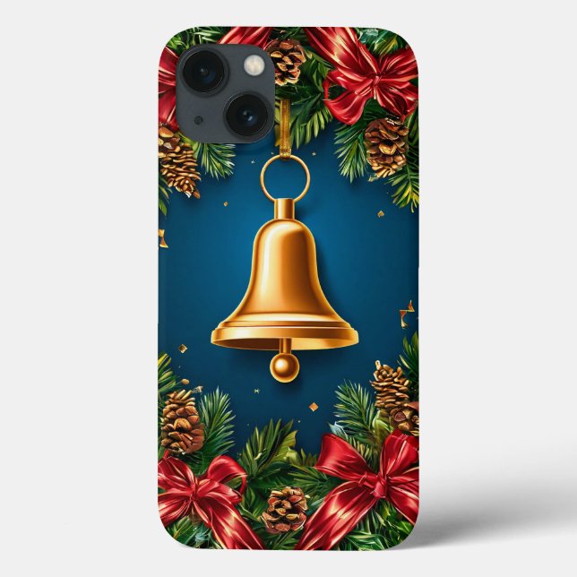Goldene Weihnachtsglocke umgeben von festlichem Ro Case-Mate iPhone Hülle (Rückseite)