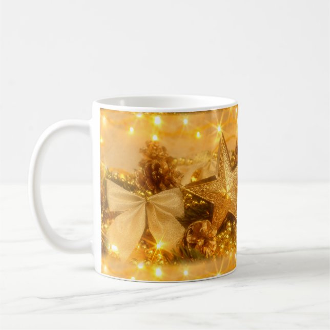 Goldene Weihnachtskaffee-Tasse Kaffeetasse (Links)