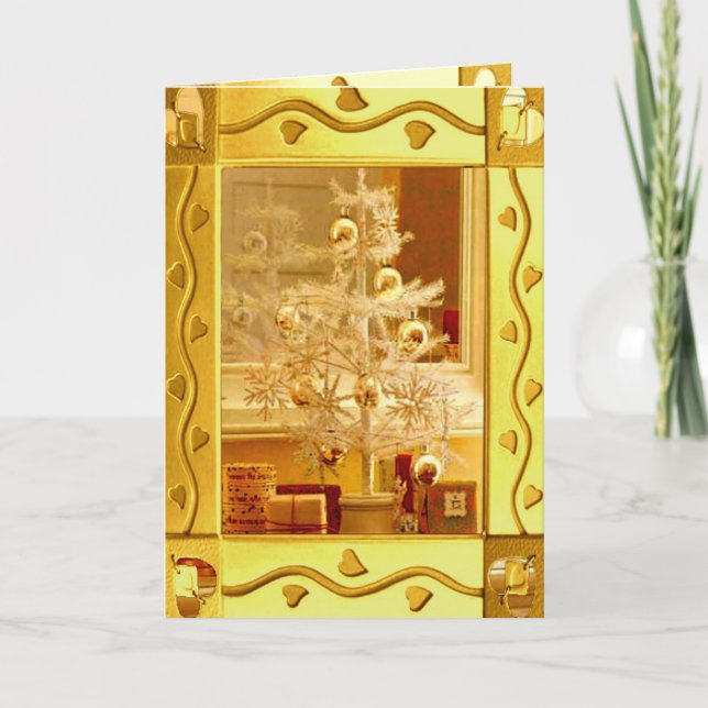 Goldene Weihnachtskarte Feiertagskarte (Vorderseite)