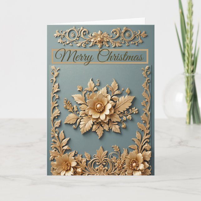 Goldene Weihnachtskarte Karte (Vorderseite)