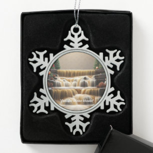 "Goldene Weihnachtskaskade" Schneeflocken Zinn-Ornament