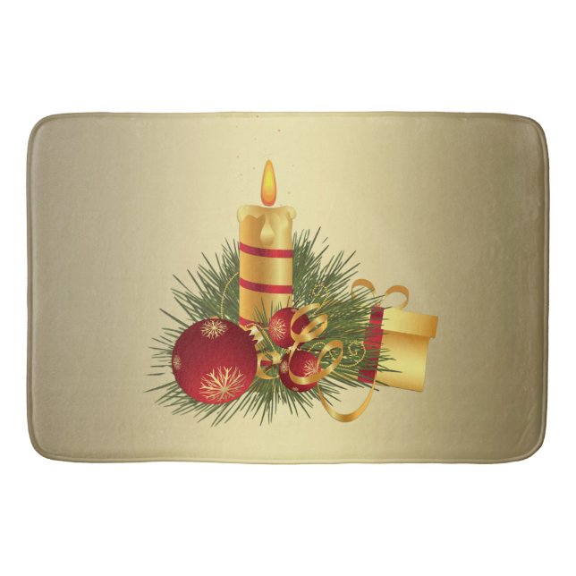 Goldene Weihnachtskerze Badematte (Vorderseite)