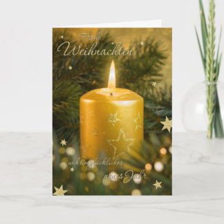 Goldene Weihnachtskerze Feiertagskarte