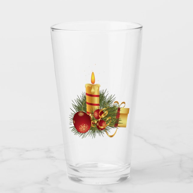 Goldene Weihnachtskerze Glas (Vorderseite)