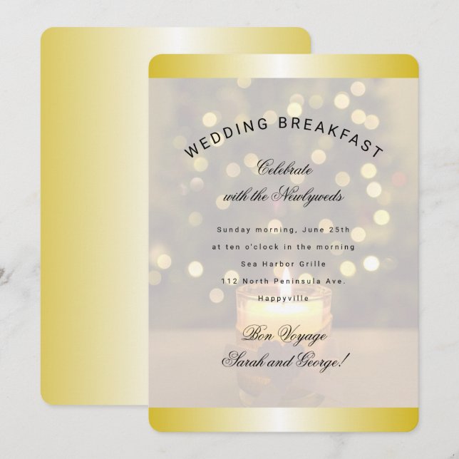Goldene Weihnachtskerzen Einladung zum Hochzeitsfr (Vorne/Hinten)
