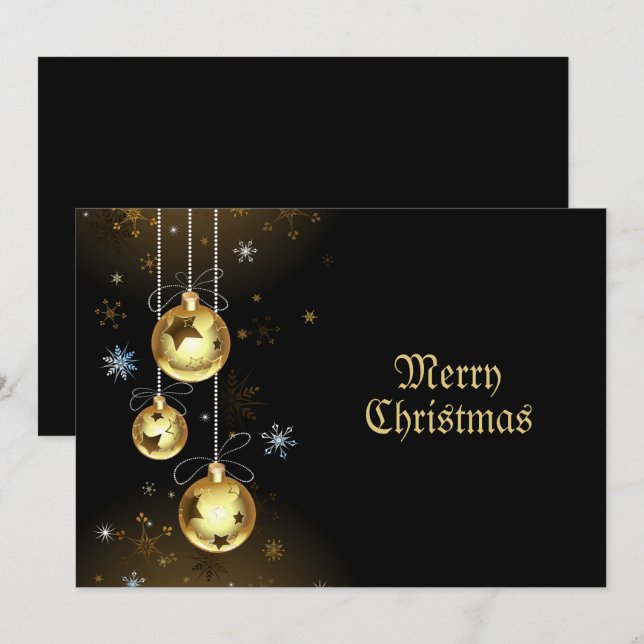 Goldene Weihnachtsschmuck Shiny Stars Schwarz Feiertagskarte (Vorne/Hinten)