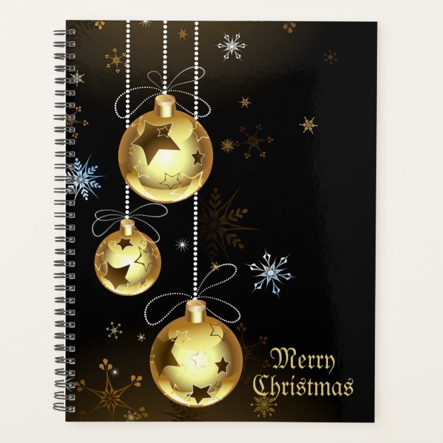 Goldene Weihnachtsschmuck Shiny Stars Schwarz Planer (Vorderseite)