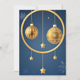 Goldene Weihnachtsschmuckstücke Hängend Feiertagskarte