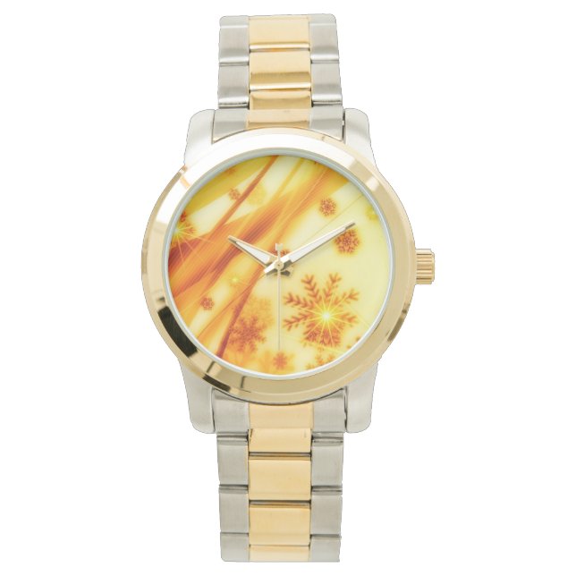Goldene Weihnachtsschneeflocken Armbanduhr (Vorderseite)